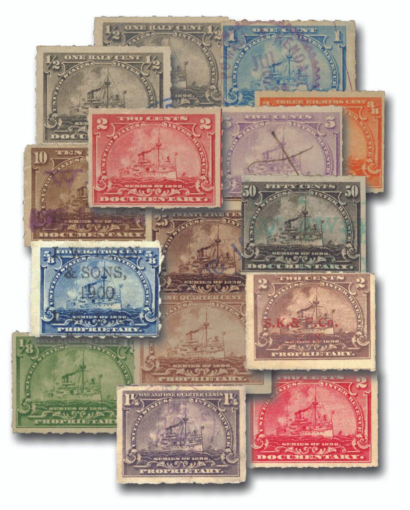 #MUS009c - 1898 Battleship Revenue Stamps