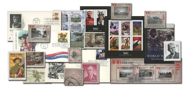#MXM007 - WWI Stamp and Cover Collection,28 Worldwide Stamps & 3 US First Day Covers