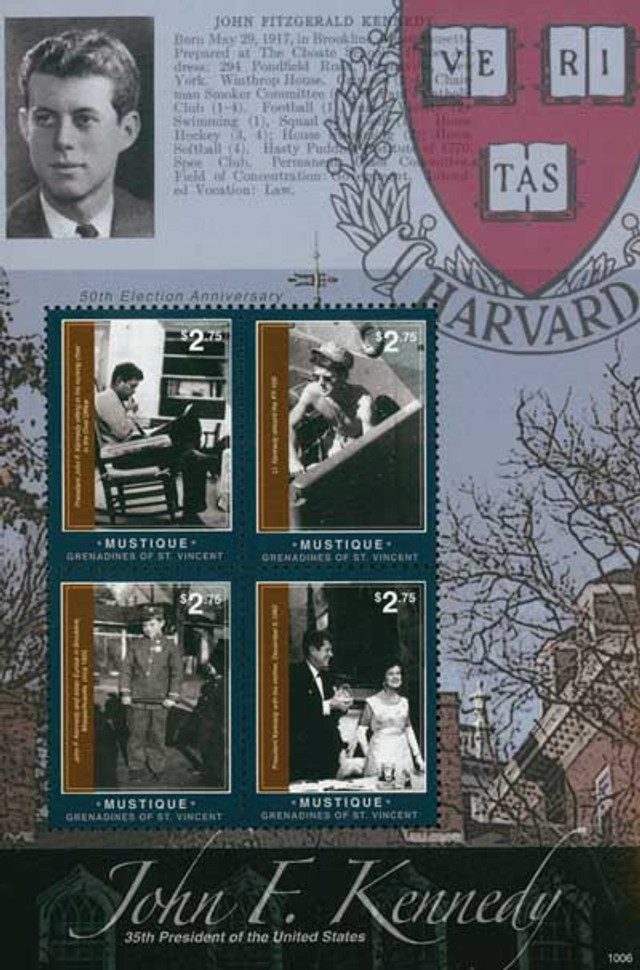 #M10840 - 2010 Mustique John F. Kennedy 4v Mint