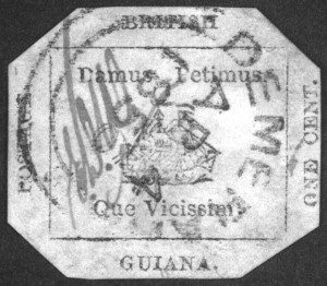 An infrared filter was used to make the stamp features more legible.  The one-cent denomination was used for mailing newspapers, while the four-cent provisional stamps were used for letters.  Historically, letters were usually saved more regularly than newspaper wrappers, which may explain why the one-cent provisional stamp is unique but the four-cent provisional stamps are more common.