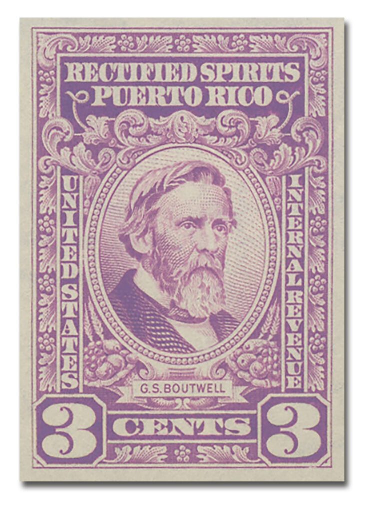 #PTRE36 - 1942-57 3c Puerto Rico Rectified Spirits, George Sewall Boutwell, Lilac, Without Gum