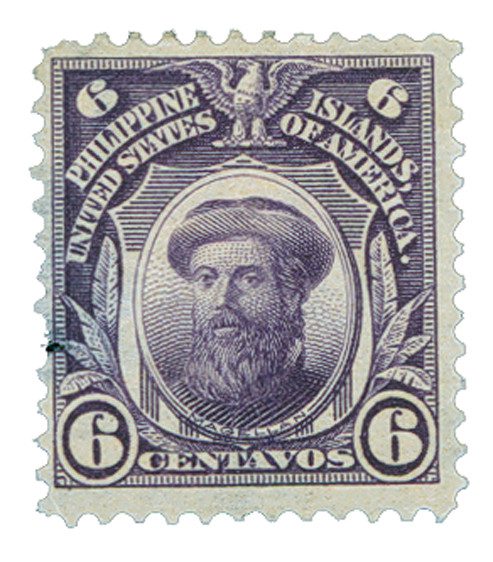 #PH243
1906 6c Ferdinand Magellan, Violet, Philippines Regular Issue, Double Line Watermark, Perf. 12