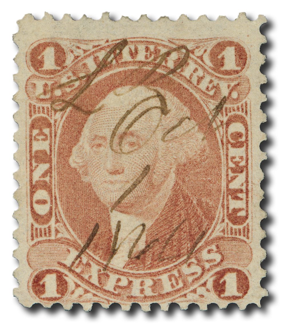 # R1 - 1862-71 1c US Internal Revenue Stamp - express, old paper, red