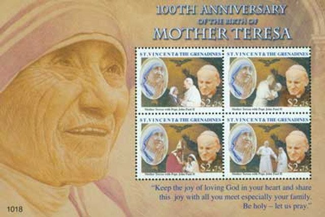 #M10817 - 2010 St. Vincent Mother Teresa 4v Mint