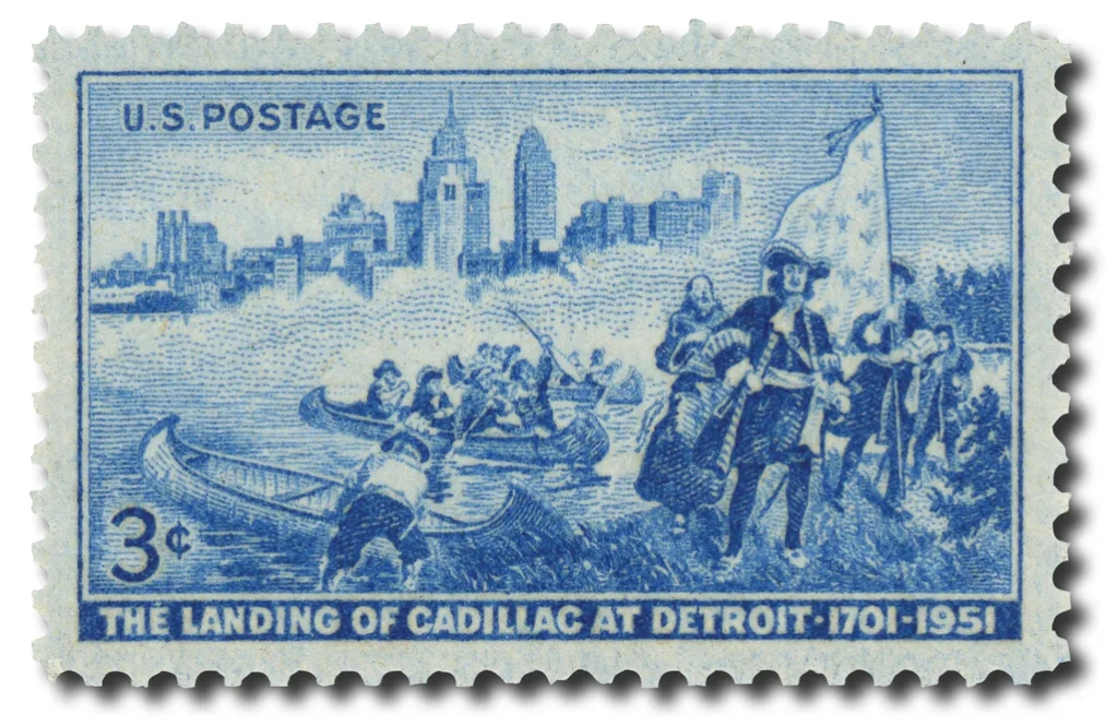 #1000 1951 3c Landing of Cadillac at Detroit