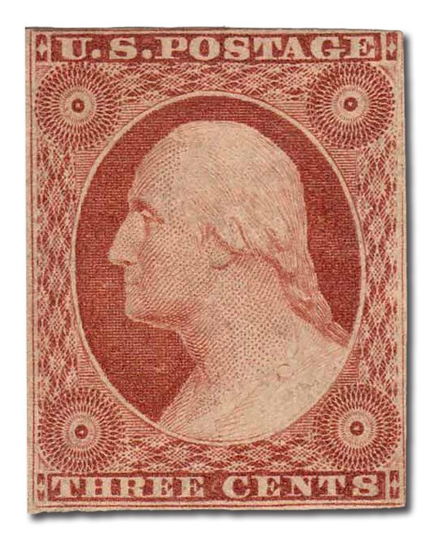 #10 - 1851-57 3c Washington, Orange Brown, Type I, Imperf.