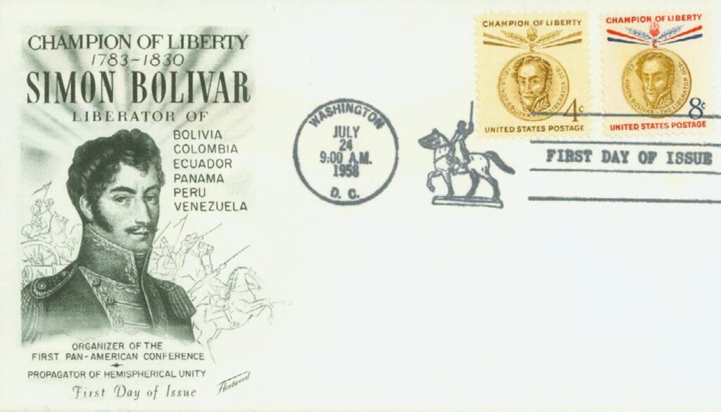 #1110-11 - 1957 4c, 8c Bolivar First Day Cover