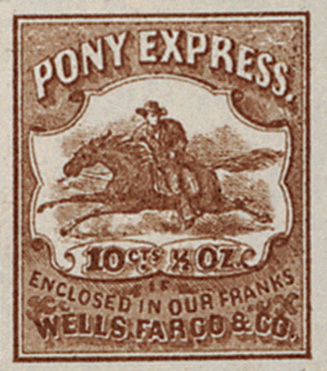 #143L7 - 1862-64 10c Wells Fargo Pony Express, Brown on White Paper