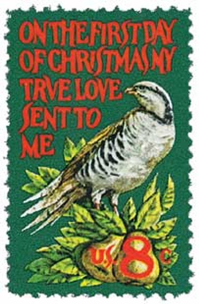 #1445 - 1971 8c Contemporary Christmas: Partridge in a Pear Tree