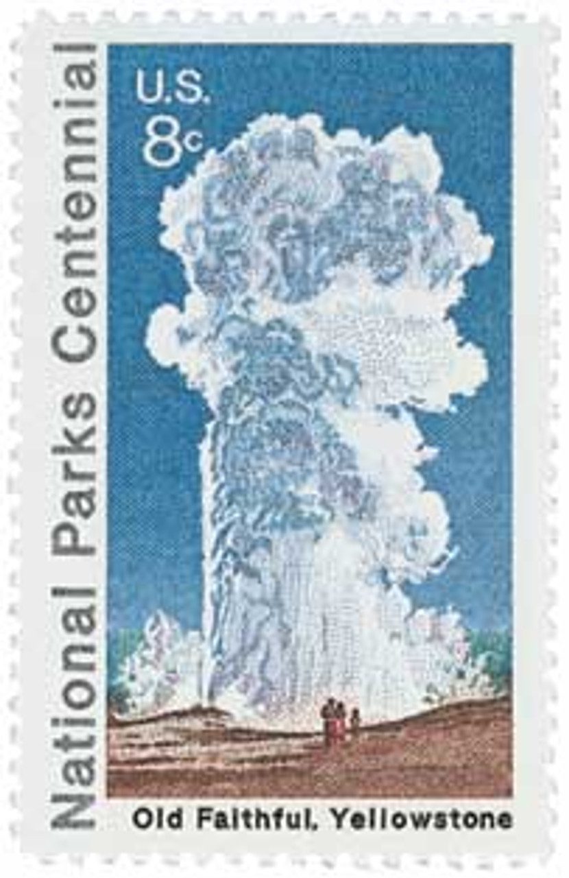 1972 8c National Parks Centennial: Old Faithful, Yellowstone
