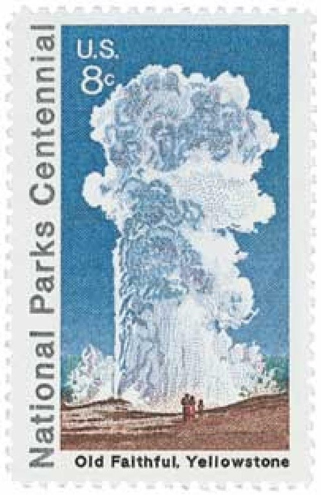 #1453a - 1972 8c National Parks Centennial: Old Faithful, Yellowstone, Tagging Omitted