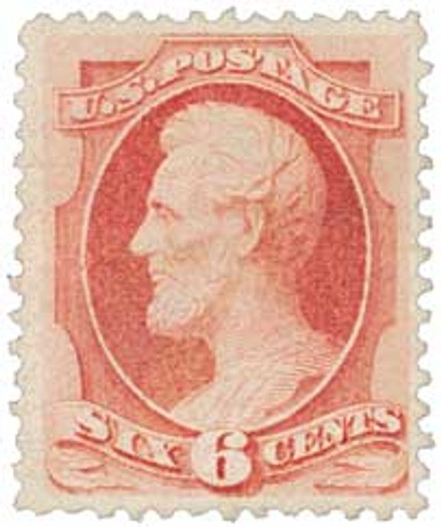 #148
1870-71 6c Abraham Lincoln, Carmine, Hard Paper, Perf. 12