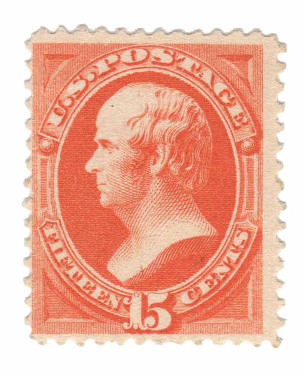 #152 - 1870-71 15c Daniel Webster, Bright Orange, Hard Paper, Perf. 12
