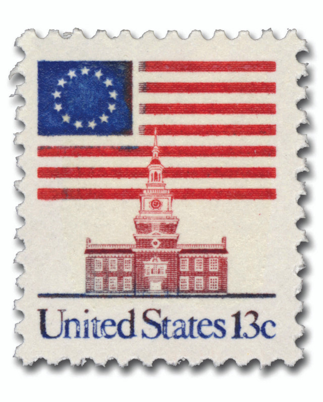 #1622
1975 13c Flag Over Independence Hall, Perf. 11 x 10 3/4