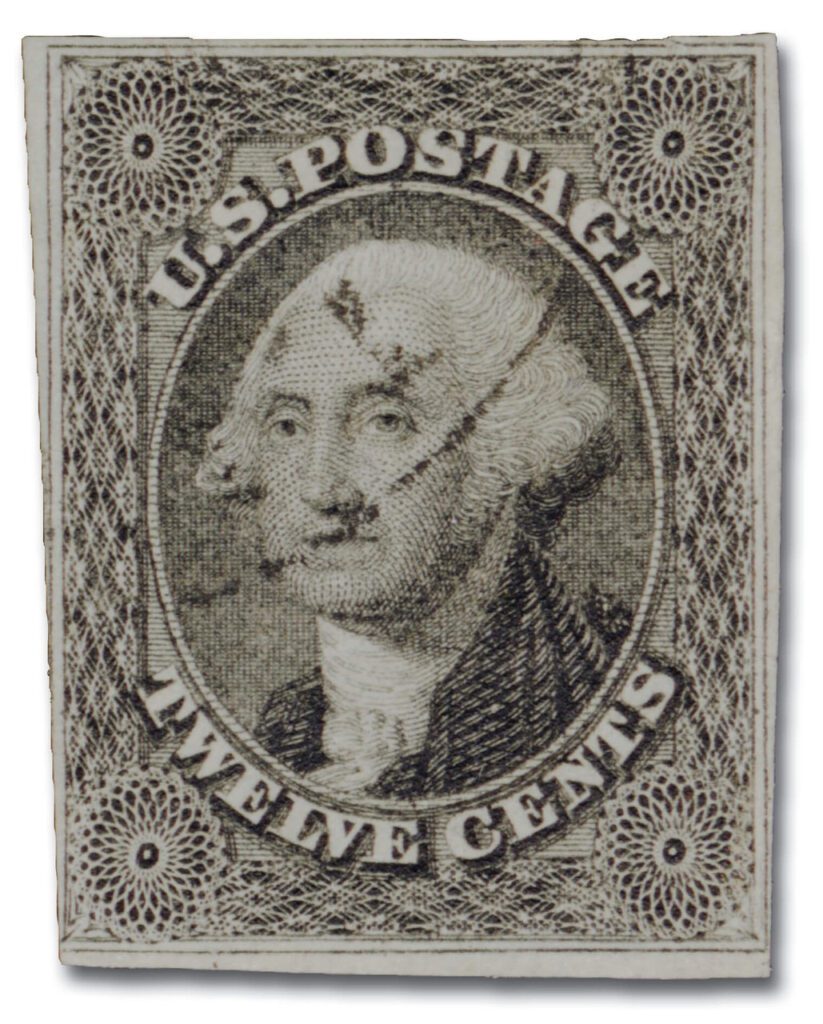 #17 - 1851 12c Washington, Gray Black, Imperf.