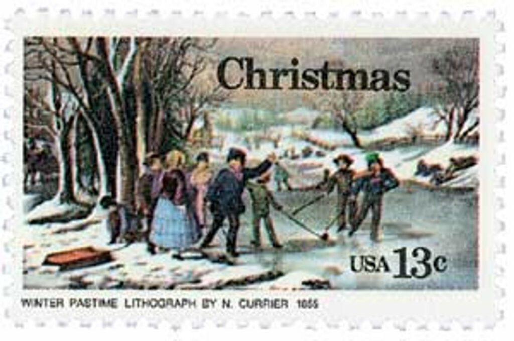 #1703 - 1976 13c Contemporary Christmas: Currier's "Winter Pastime"