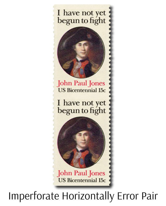 #1789c - 1979 15c John Paul Jones, Vertical Pair, Imperforate Horizontally
