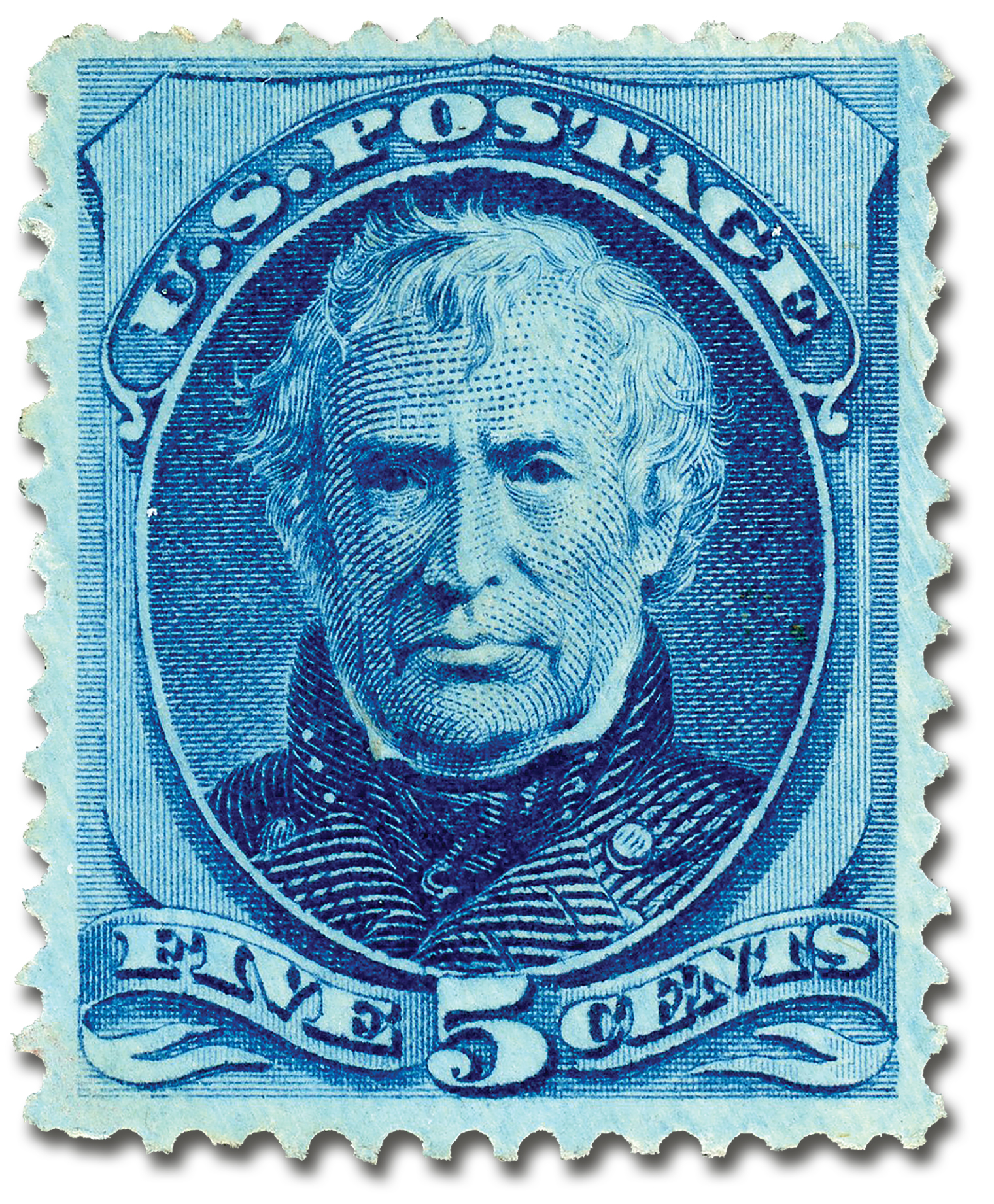 #179
1875 5c Zachary Taylor, Blue, Hard Paper, Perf. 12