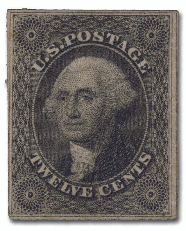#17 - 1851 12c Washington, Gray Black, Imperf.