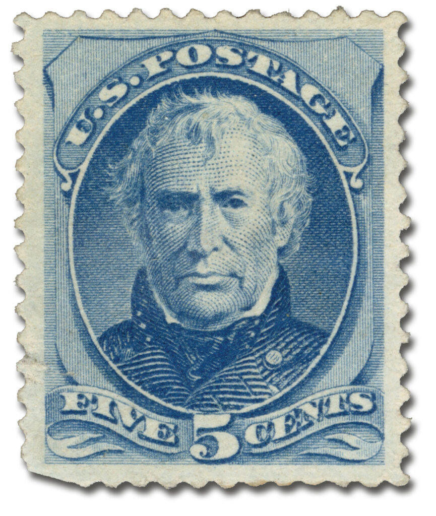 #185
1879 5c Zachary Taylor, Blue, Soft Paper, Perf. 12