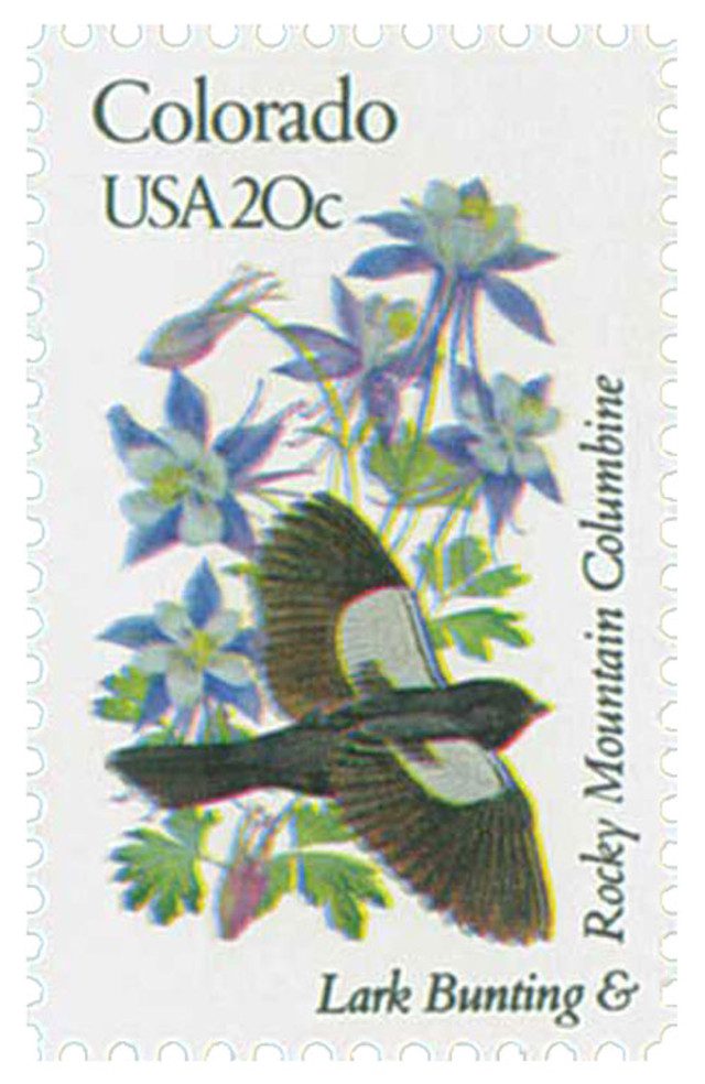 #1958 - 1982 20c State Birds and Flowers: Colorado