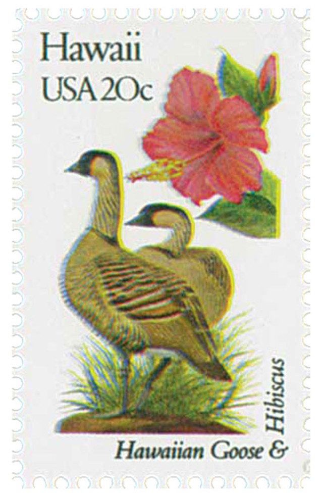 #1963 - 1982 20c State Birds and Flowers: Hawaii