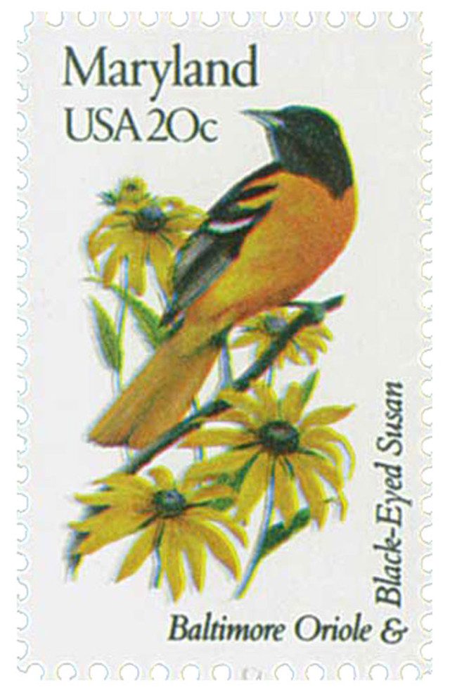 #1972 - 1982 20c State Birds and Flowers: Maryland