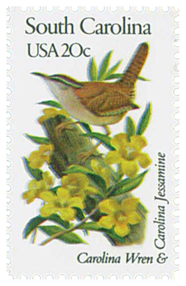 #1992 - 1982 20c State Birds and Flowers: South Carolina