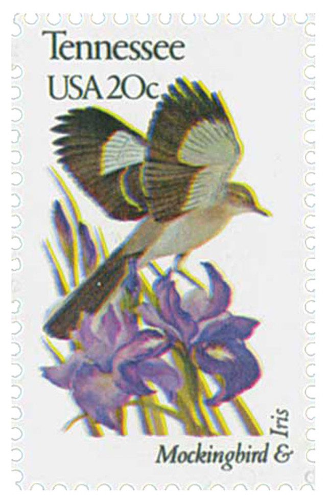 #1994 - 1982 20c State Birds and Flowers: Tennessee