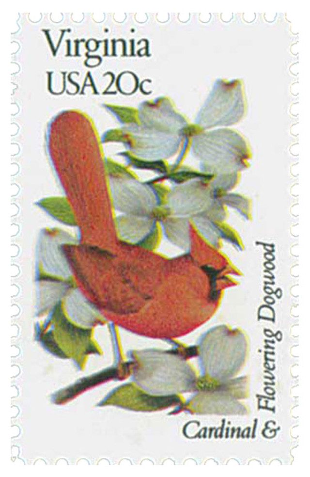 #1998 - 1982 20c State Birds and Flowers: Virginia
