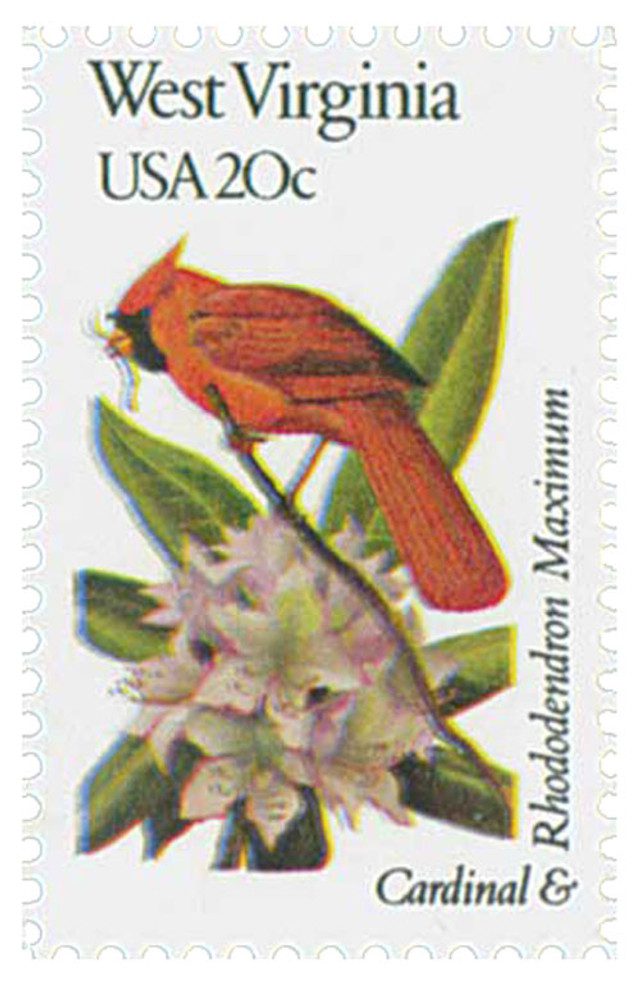#2000 - 1982 20c State Birds and Flowers: West Virginia