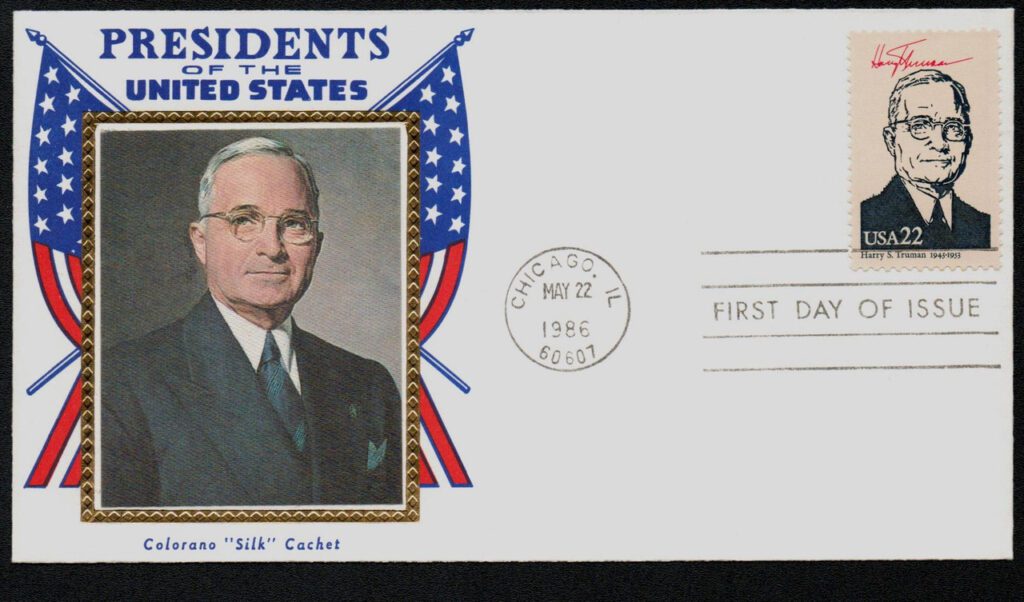 #2219f - 1986 22c Pres. Truman Colorano Silk Cachet First Day Cover
