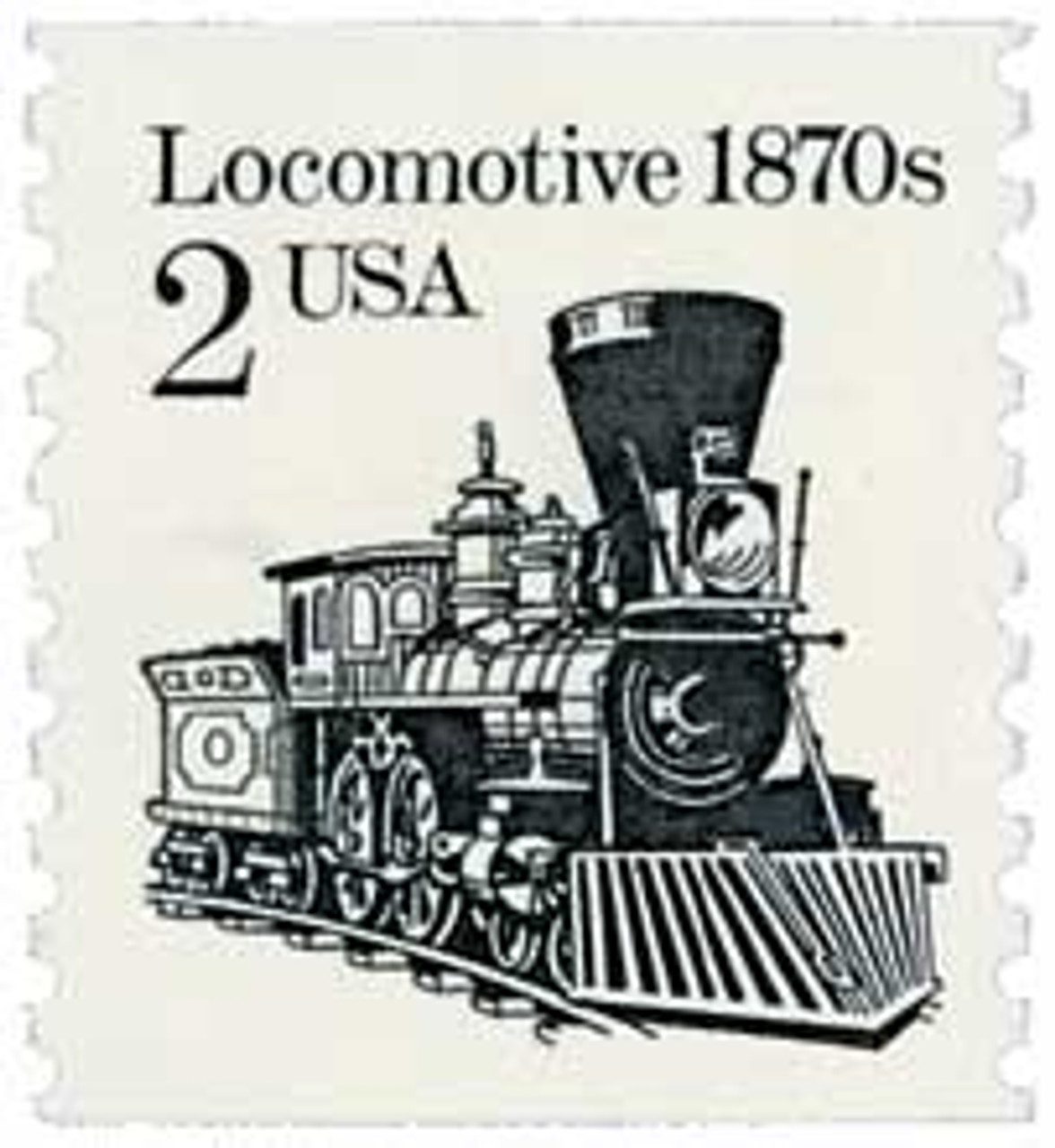 1987 2c Transportation Series: Locomotive, 1870s, re-engraved