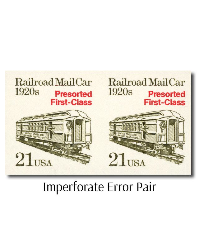 #2265a - 1988 21c Mail Car, Imperforate Error