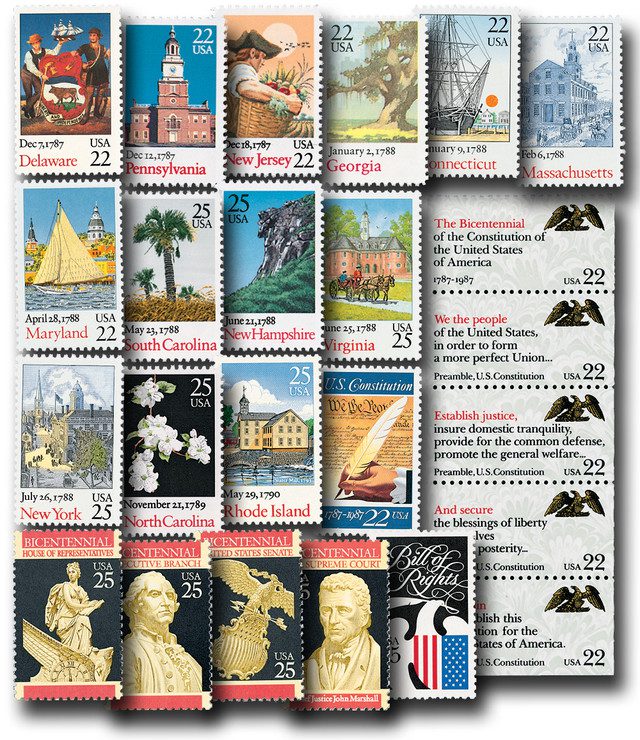 #2336//2421 - 1987-90 Constitution Bicentennial Series, Set of 24 Stamps