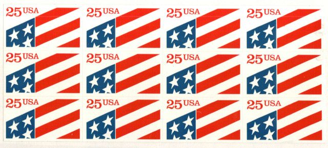 #2475a - 1990 25c Plastic Flag s/a bklt pane/12