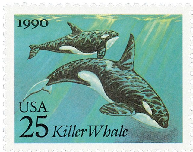#2508 - 1990 25c Sea Creatures: Killer Whales