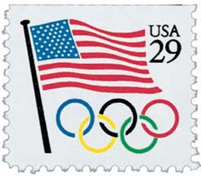 #2528 - 1991 29c Flag and Olympic Rings