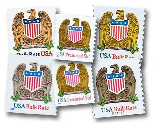 #2602//3271
1991-98 10c Eagle & Shield, Collection of 6 Stamps