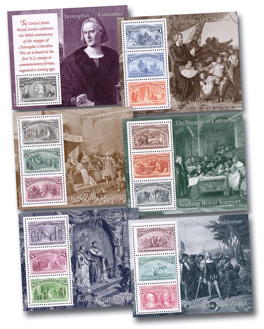2624-29 - 1992 Columbian Souvenir Sheets, set of 6