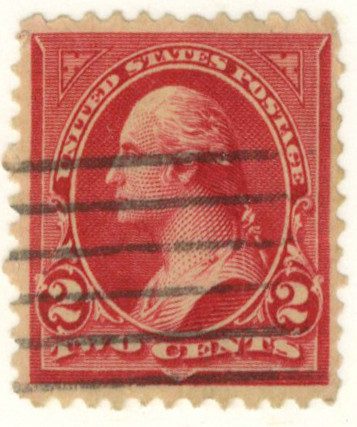 #267
1895 2c Washington, Carmine, Double Line Watermark, Type III, Perf. 12