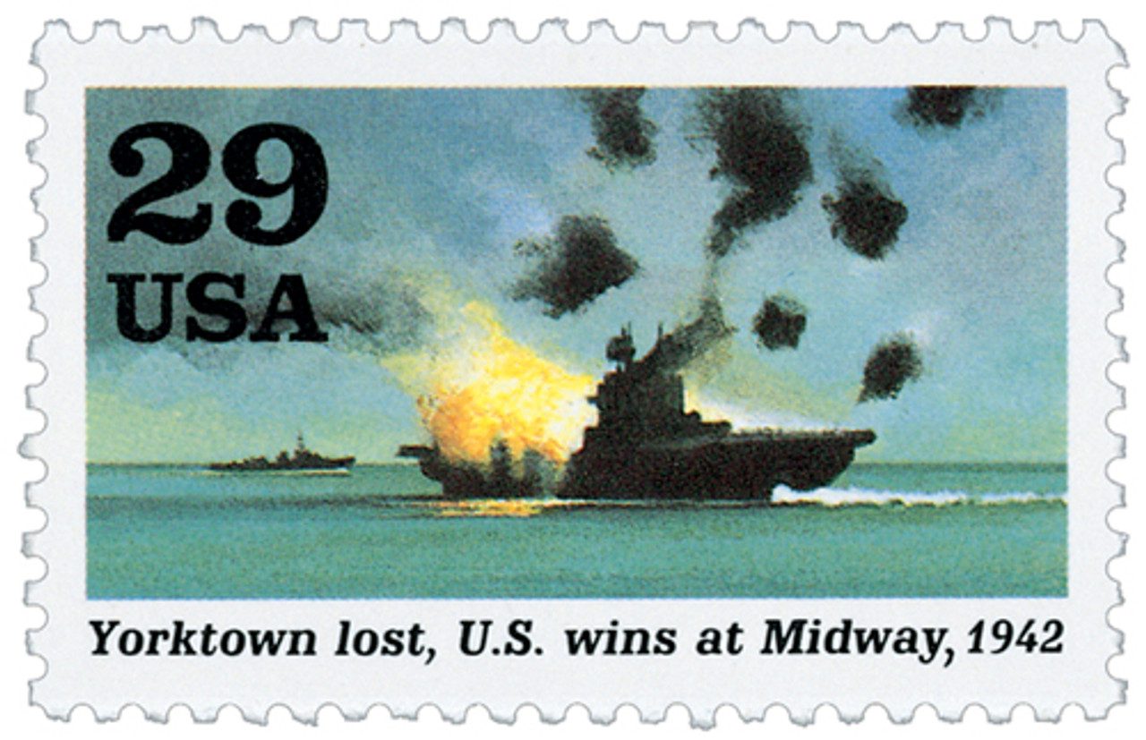 1992 29¢ World War II: Yorktown Lost, US Wins at Midway