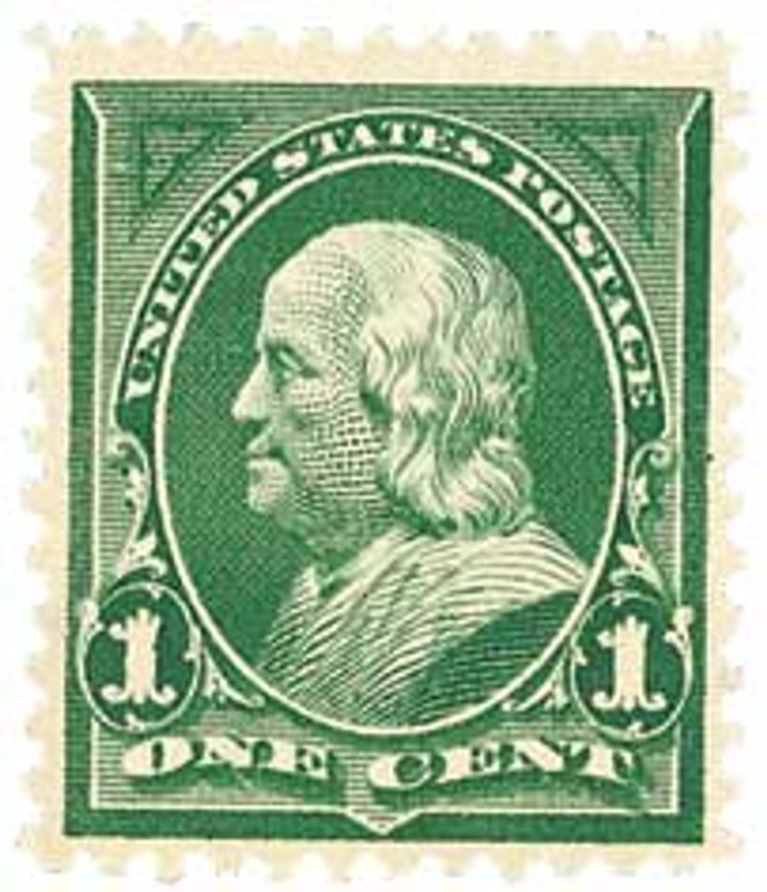 1898 1¢ Franklin, deep green, double line watermark