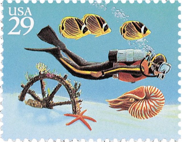 #2865 - 1994 29c Wonders of the Sea: Diver and Ship's wheel