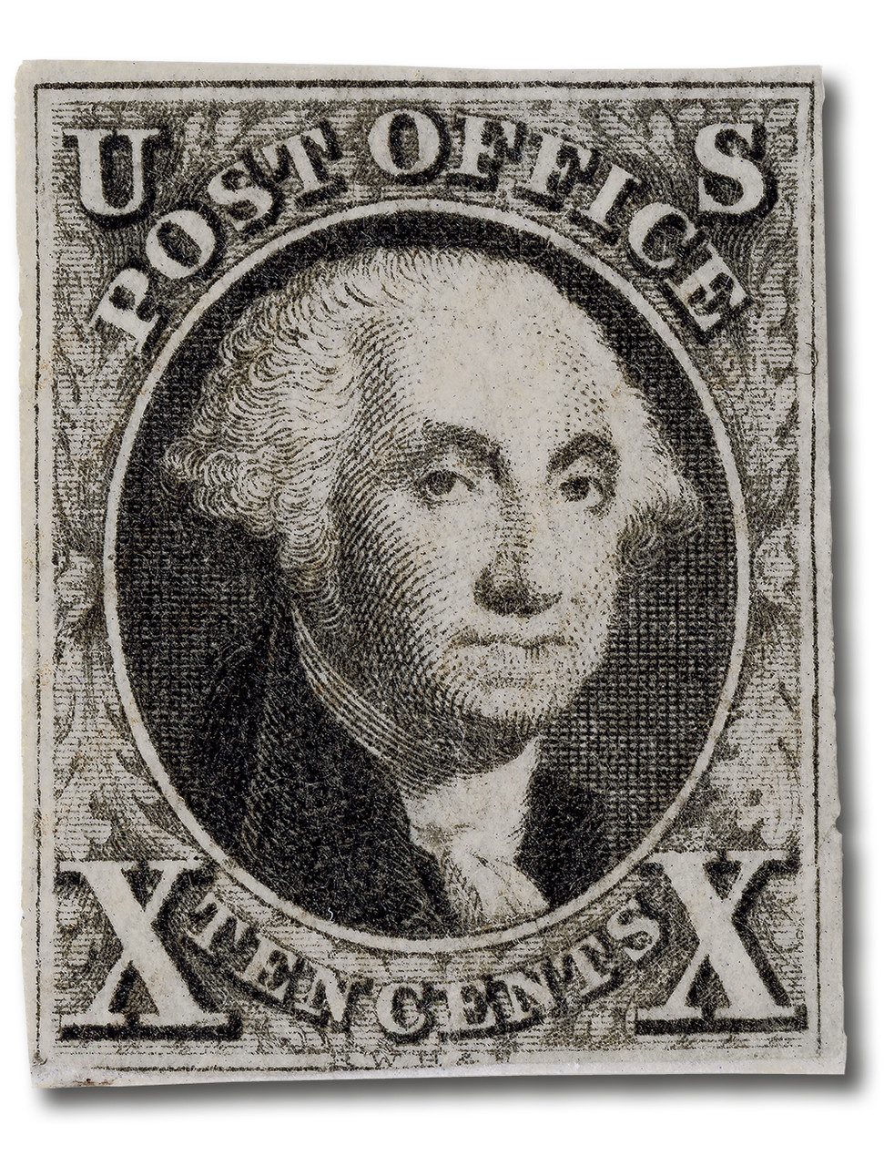 1847 10¢ Washington, black, imperforate