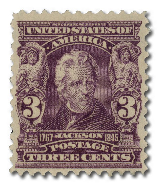 #302 - 1903 3c Andrew Jackson, Purple, Double Line Watermark, Perf. 12