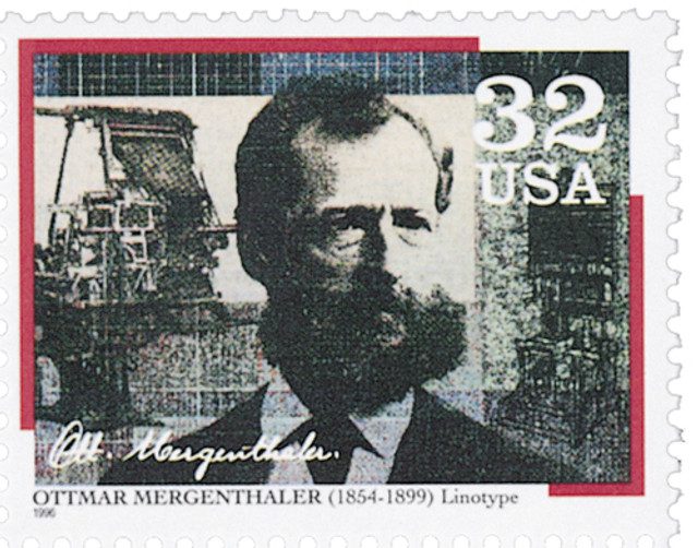 #3062 - 1996 32c Pioneers of Communication: Ottmar Mergenthaler