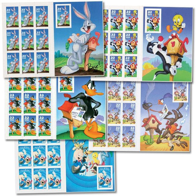 #3138//3535
1997-2007 Warner Bros. Collection of 5 panes with Imperforate stamp