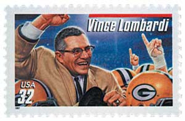 #3147 - 1997 32c Vince Lombardi, red bar