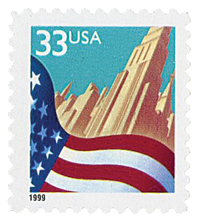 #3278 - 1999 33c Flag And City, self-adhesive